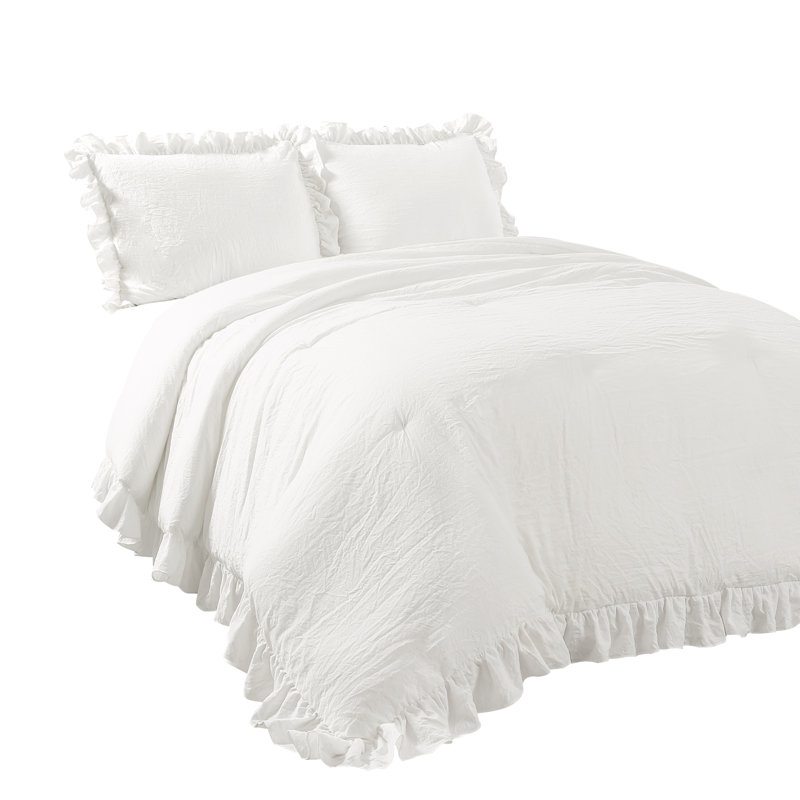 Reyna Microfiber 3 Piece Comforter Set, King Comforter + 2 King Shams, Pure White