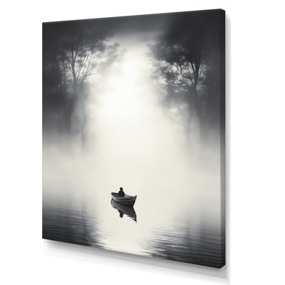 «Solitaire Fisher Boat Misty Lake» sur toile
