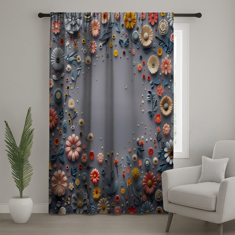 Rideaux à motif floral, voilages et voilages à motif floral - 1 panneau, Transparent, 50 po x 80 po - 1 panneau