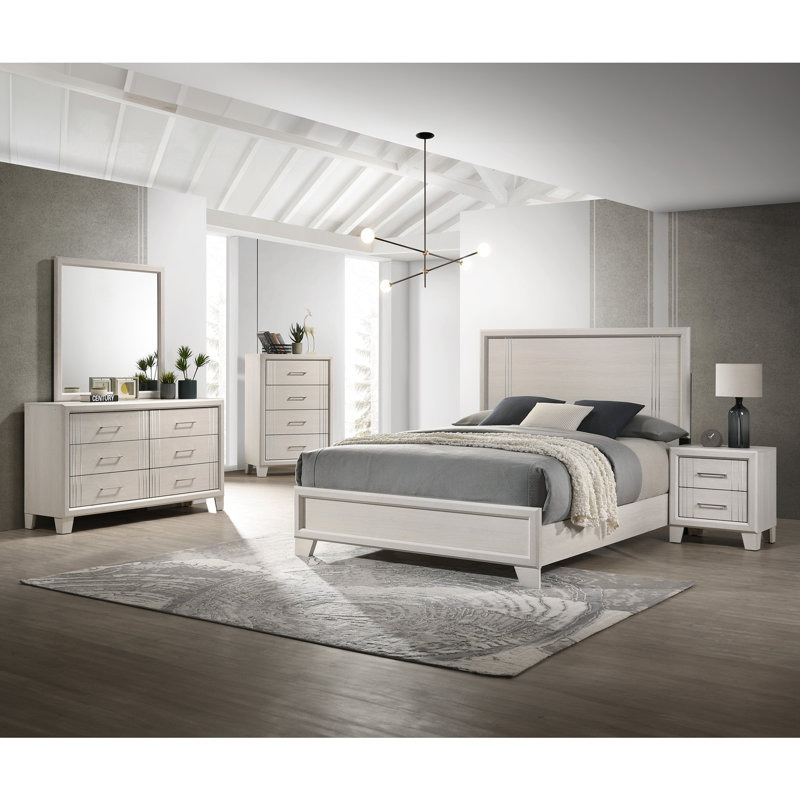 Commode contemporaine à six tiroirs, Beige