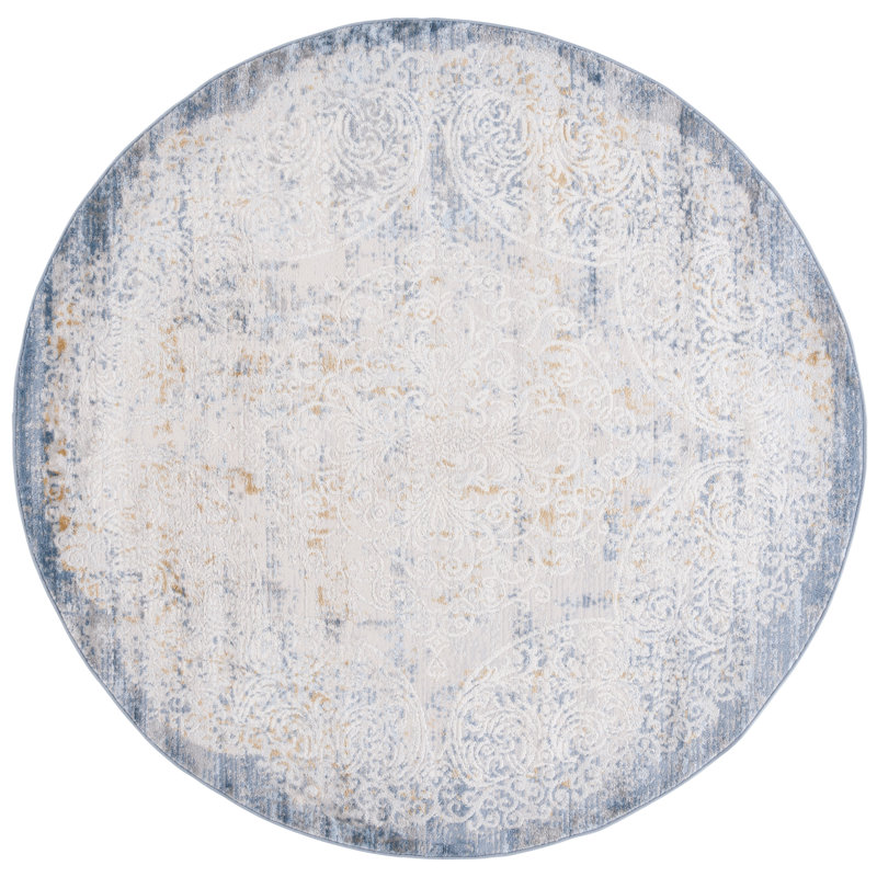 Tapis beige / bleu Palma 322, Rond 6 pi 7 po