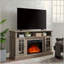 Meuble télé classique avec console de divertissement moderne avec foyer de 23 po pour téléviseur de 65 po ou moins avec espace de rangement ouvert et fermé