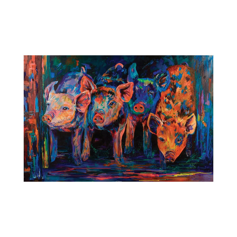 Four Little Pigs by Lindsey Dahl - Wrapped Canvas Painting, 101.6 cm H x 66.04 cm W x 1.91 cm D