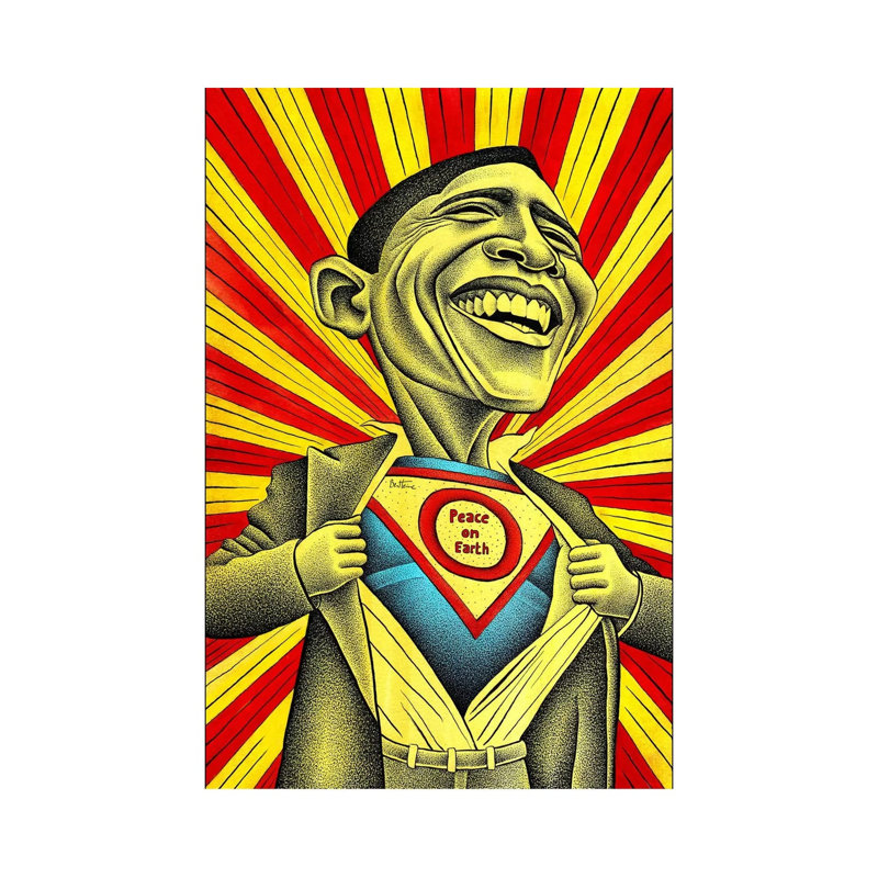 Obama Vs. The Fear by Ben Heine - Print on Canvas, Wrapped Canvas, 30.48 cm H x 45.72 cm W