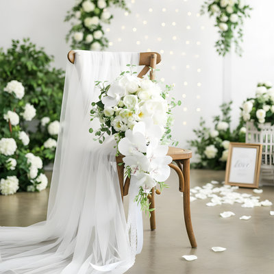 Artificial Flowers Bouquet for Bride,Water Drop Waterfall Bridal Wedding Bouquets for Ceremony Anniversary Bridal Shower Party Wedding Decoration