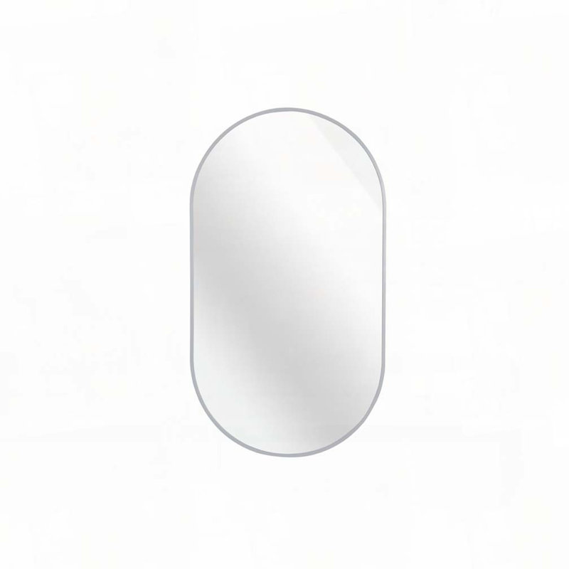 Miroir ovale en métal, Argent argent, 33 po x 20 po