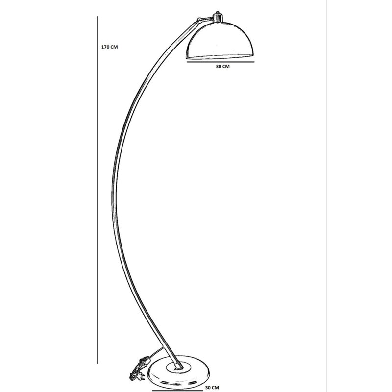 Nalani 170cm Arched Floor Lamp, Black