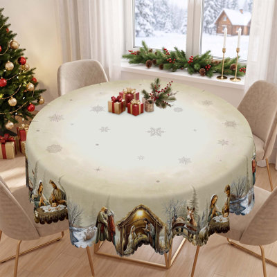 Machine-washable polyester tablecloth for Christmas party decorations