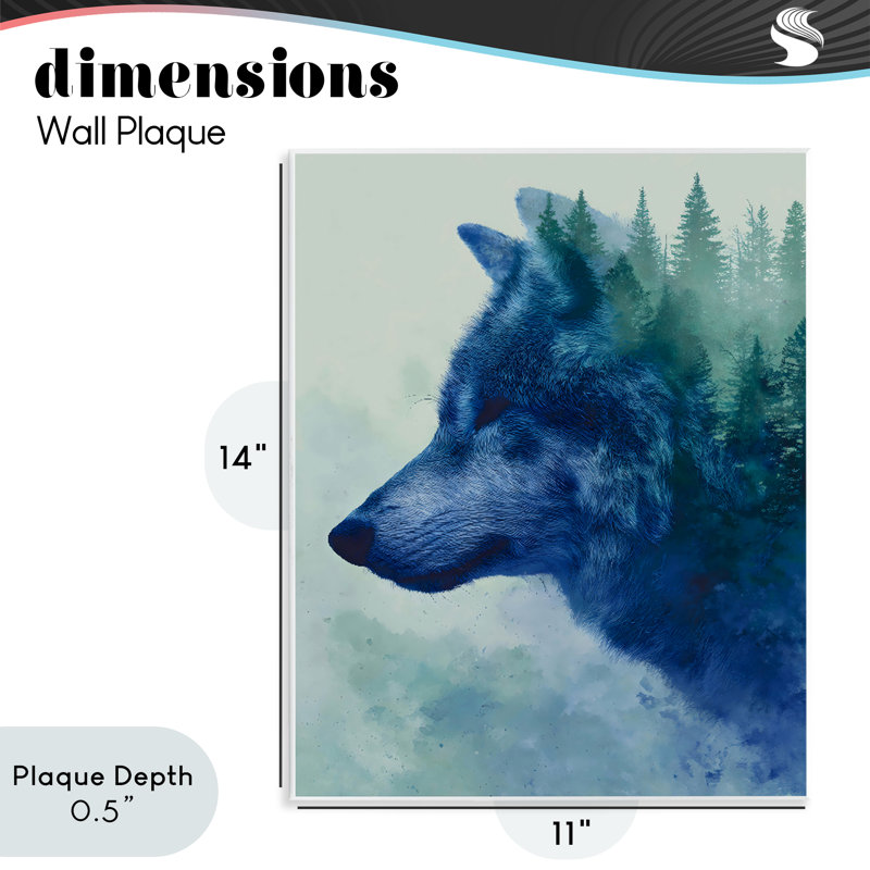 Indigo loup dans les pins brumeux, plaque par Franklyn Gregory