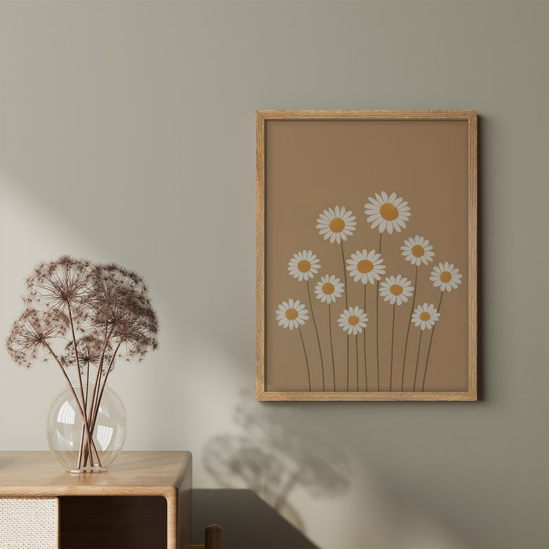 Reproduction florale encadrée pour décoration florale - 12 po x 16 po, H 16 po x l 12 po, Naturel