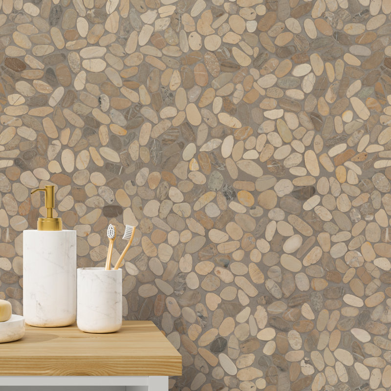 Marvella Pebble 12 in. x 12 in. Natural stone Mosaic Floor and Wall Tile, Villa Siena