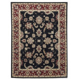 Hand-Knotted High-Quality Black and Rust Area Rug