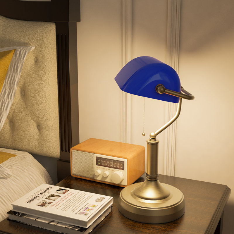 Nantucket Metal Bankers Lamp, Blue
