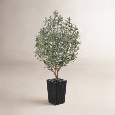 Adcock Artificial Olive Tree for Indoor & Outdoor Home Decor, Faux Olive Tree with Decorative Pot