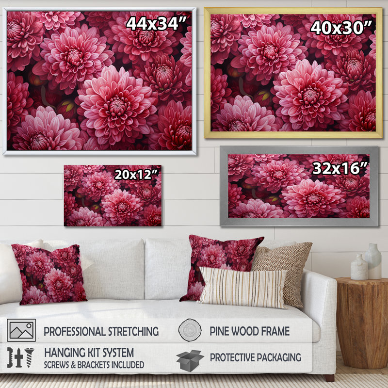 " Mums Musing Mellow Maroon ", 30" H x 40" W x 1.5" D, Wrapped Canvas