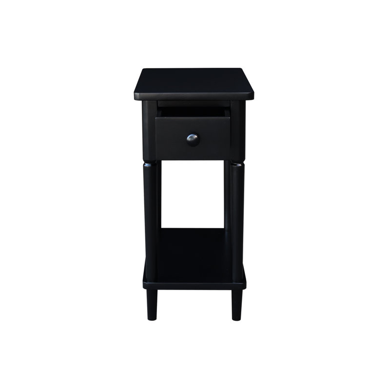 Deboria Solid Wood End Table with Storage, Black