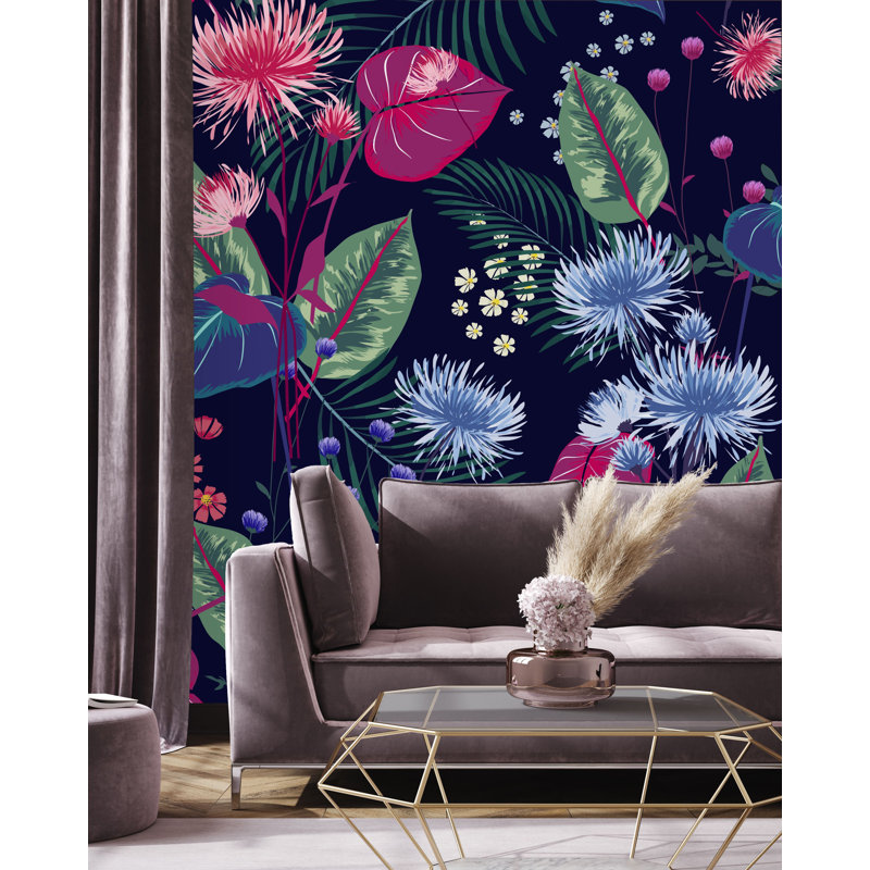 Kona Floral Wall Mural, 125" W x 10.42" L