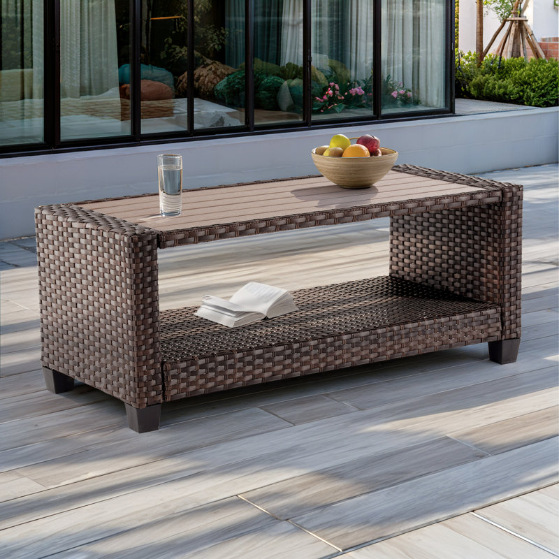 Table basse d'extérieur Asly L 20,1 po x l 45,3 po Asly, Brun