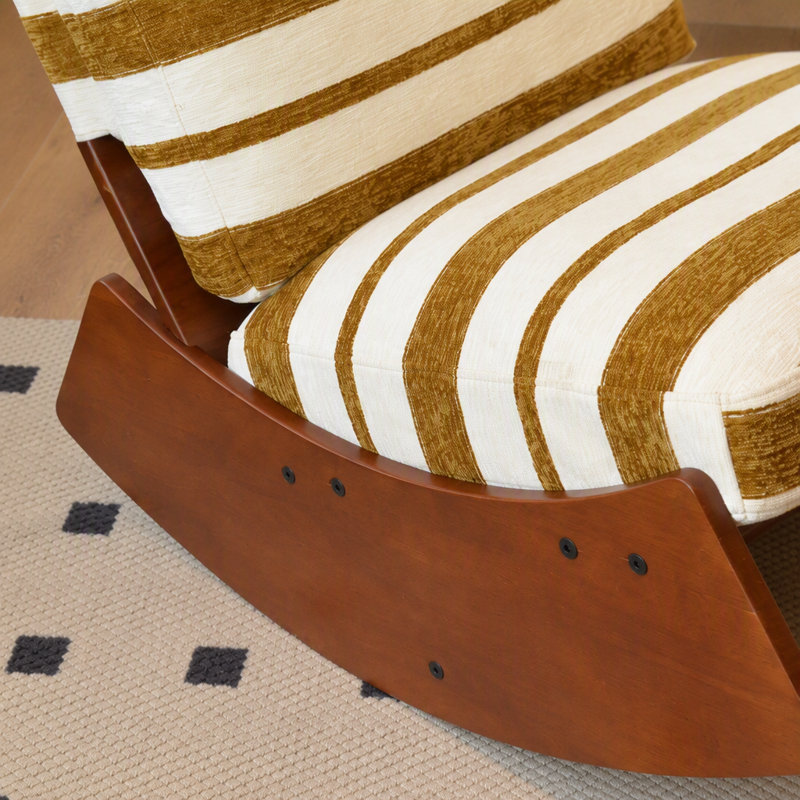 Fauteuil à bascule confortable en tissu avec cadre en bois massif pour de multiples usages