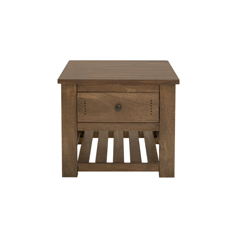 1 tiroir, 1 tablette, table de bout, H 23,50 po x l 27,25 po x P 27,25 po