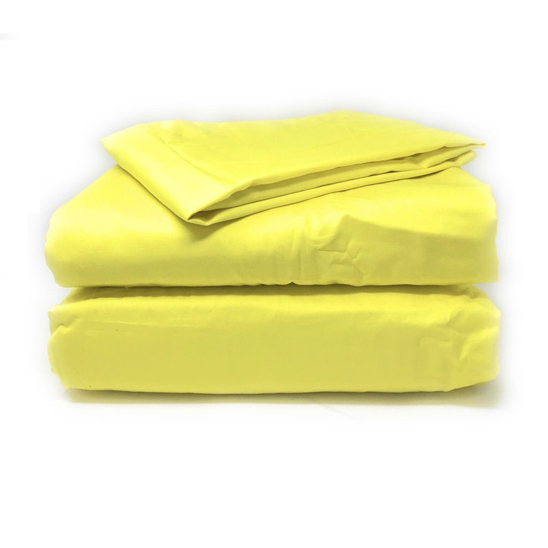 Tache 100% Cotton Fitted Sheet, King, Neon Yellow