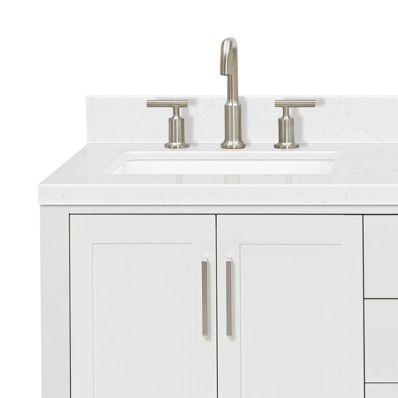 Meuble-lavabo double 60 po ARIEL Moille, Blanc, Forme rectangulaire