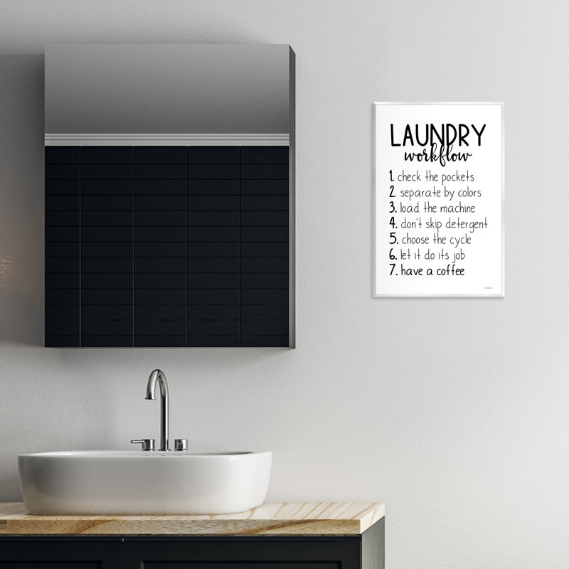 "Laundry Workflow Steps", art mural par Rachel Nieman, H 19 po x l 13 po