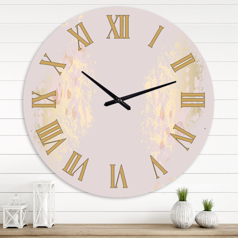 Fleurs rustiques sur fond violet - horloge murale moderne, Grand