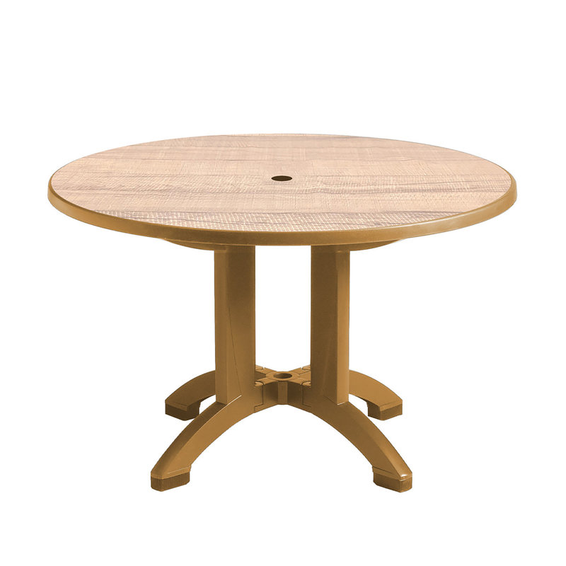 Table de salle à manger en plastique Aquaba, Scie, Bois de teck