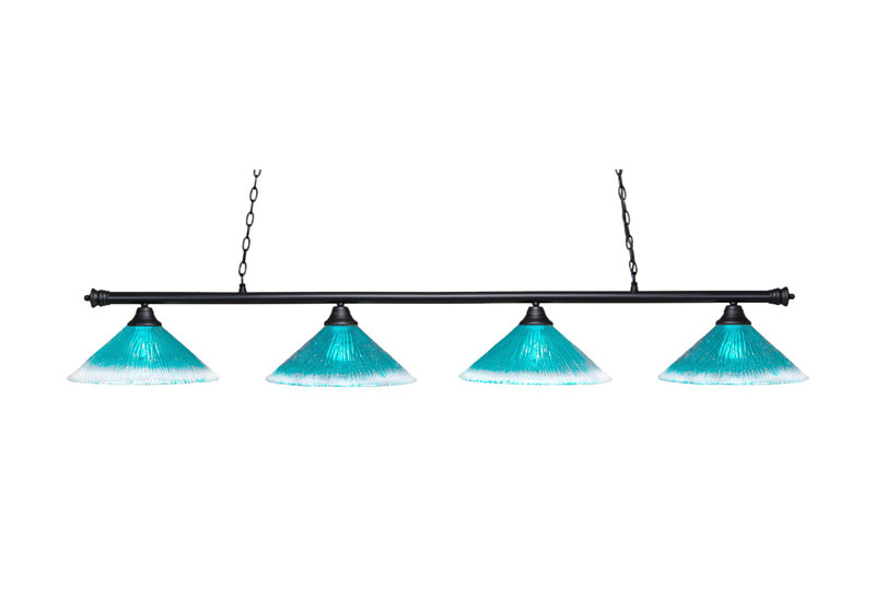 Barre d'éclairage à 4 lumières en verre cristal 16 po Mendez, Sarcelle, Chromé / noir mat