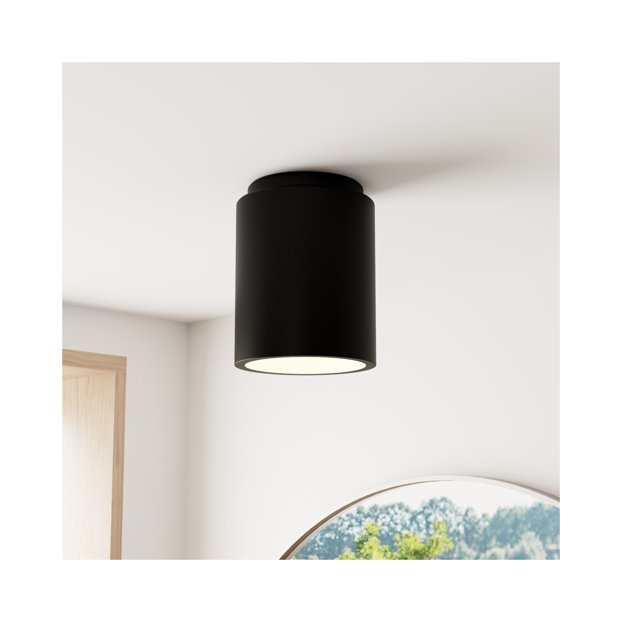 Sumatra Single Light Ceramic Flush Mount, LED (Integrated), Carbon Matte Black