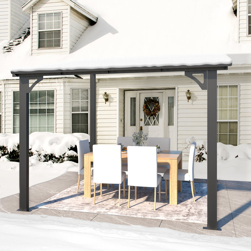 Aluminum Pergola with Canopy, Black, 243.84cm x 243.84cm