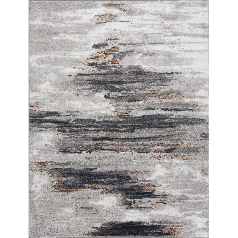 Camillo Abstract Design Modern Gray/Beige Area Rug, Rectangle 2' x 3'
