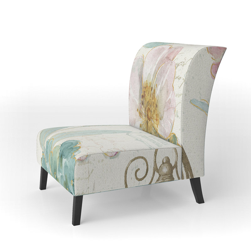 Vintage Floral Birdcage II - Traditional Upholstered Slipper Chair