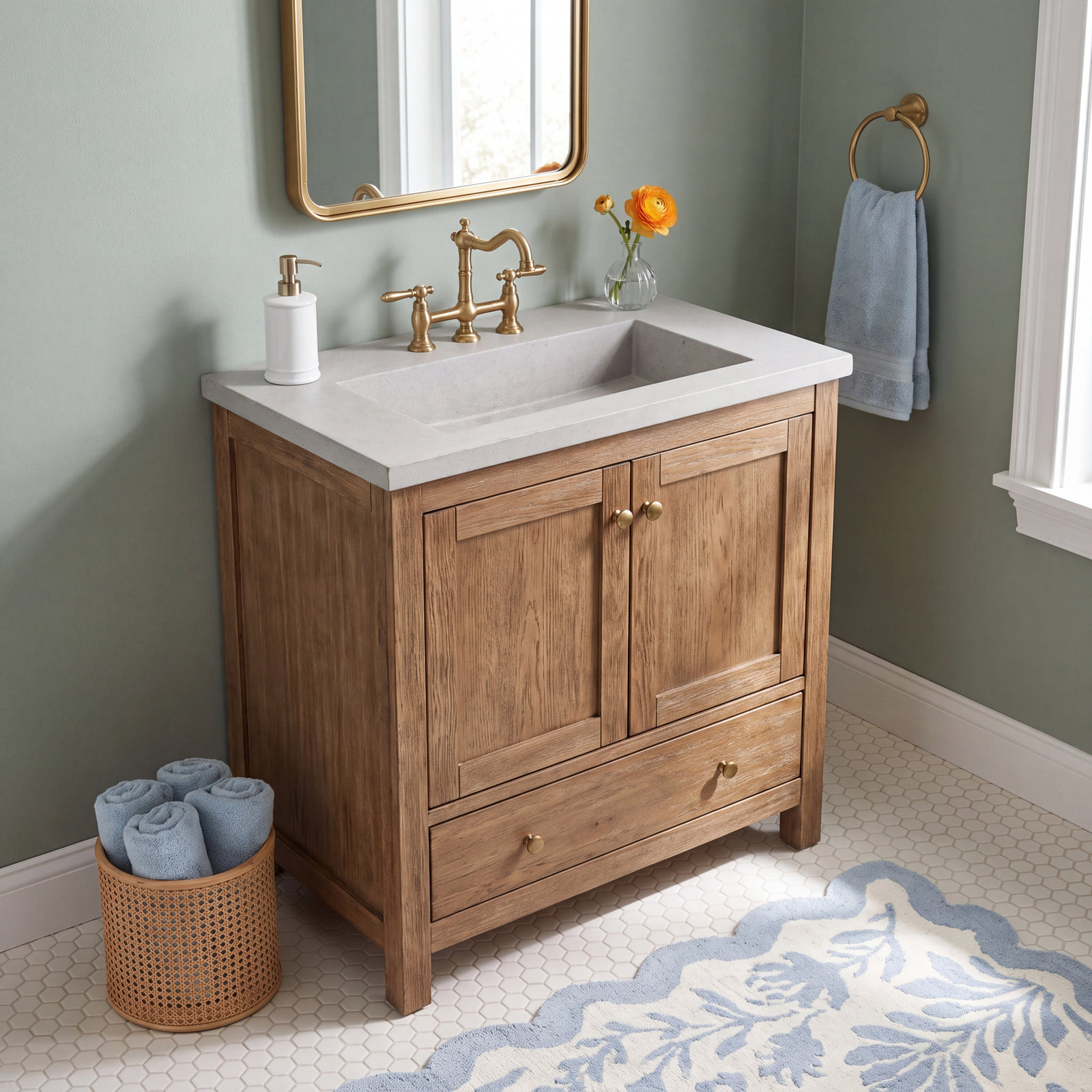 NativeStone Capistrano Vanity Top with Sink, Ash, 8" Centers