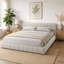 Cadre de lit rembourré en tissu chenille épais, lit plateforme avec tête de lit et cadre solide, aucun sommier requis pour une installation facile