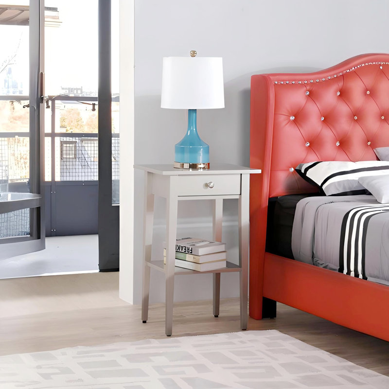  Contemporary Nightstand Wood Nightstand Bedside Table Bedroom End Table Night Table, Gray