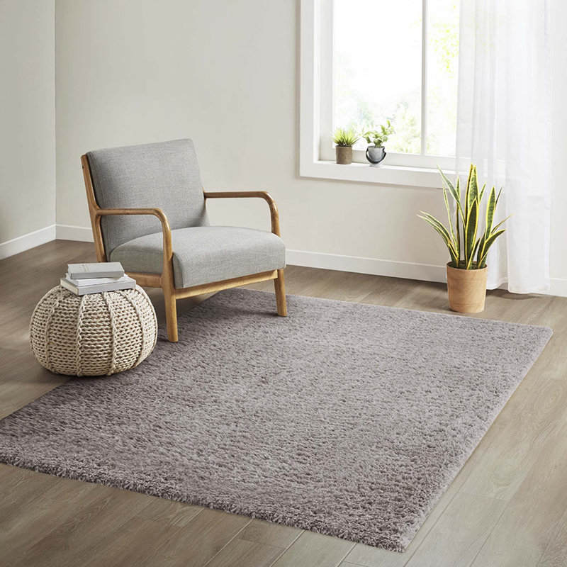 Tapis à poils longs en polyester tissé à la machine Modern, Rectangle 3 pi 11 po x 5 pi 11 po