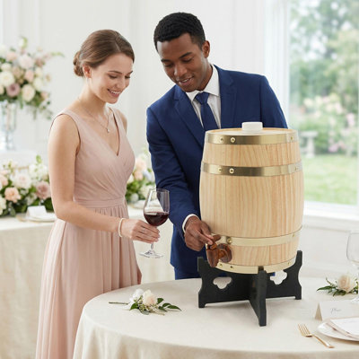 Tonneau de distributeur de vin de style rétro 5L avec support, capacité de 110,23 lb pour la cuisine et la salle à manger