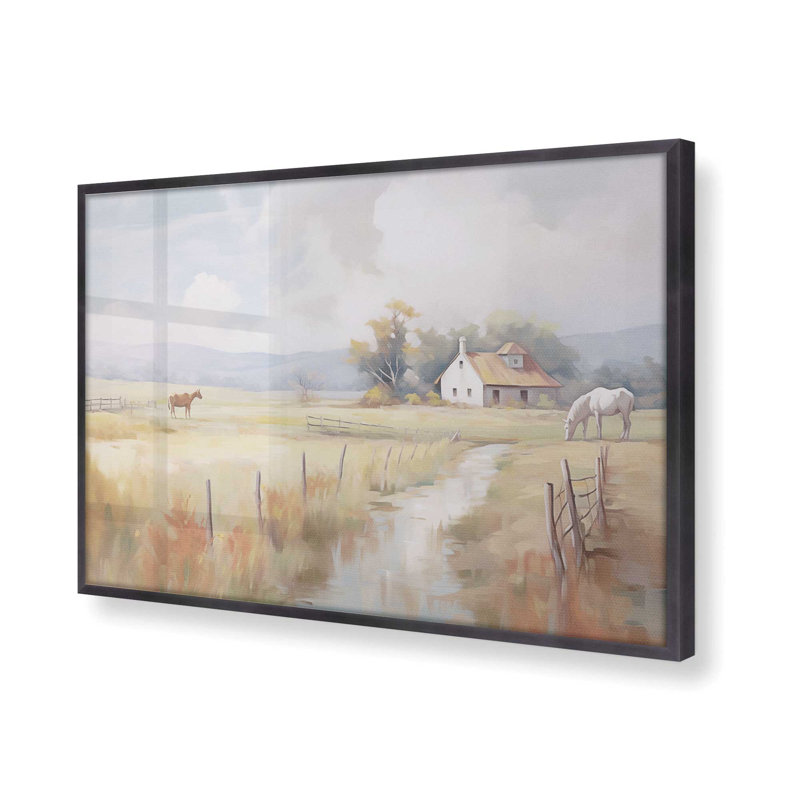 «Peaceful Farmhouse Meadow», reproduction encadrée, Zinc patiné, H 19,25 po x l 25,25 po