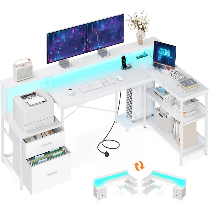 Metal Base Computer Desk, White