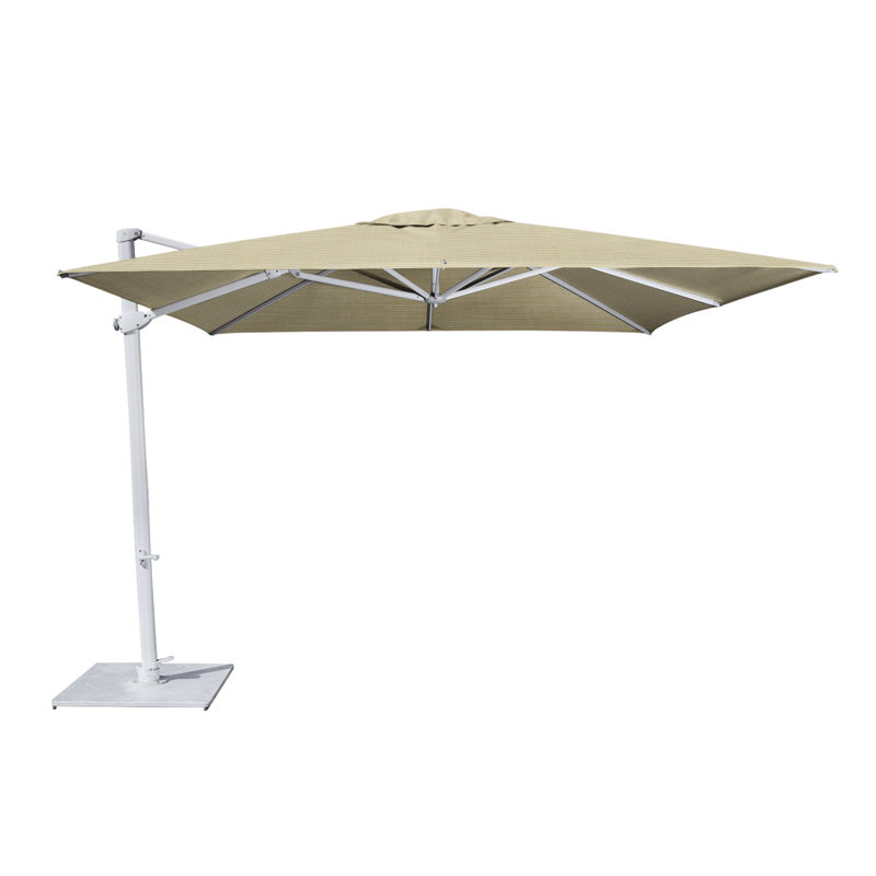 Pavone 10' Square Cantilever Umbrella (Grip Handle), Double Stack Plate - Medium, Grey, True Blue