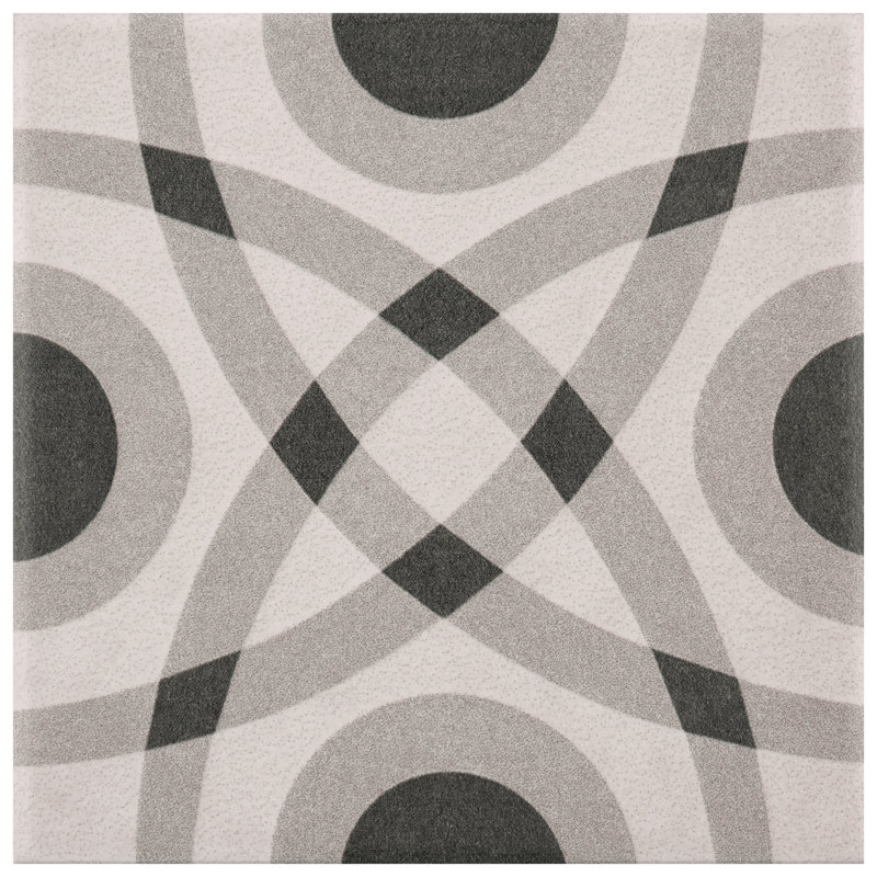 Twenties Mini Circle 4" x 4" Ceramic Patterned Wall & Floor Tile