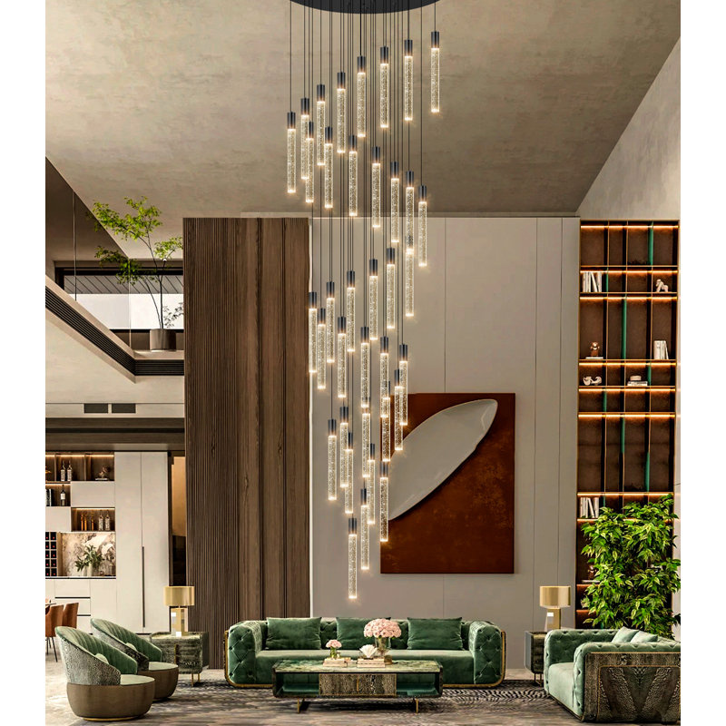 Lustre en cristal, Noir, 36, H 196 po x l 27,5 po x P 27,5 po