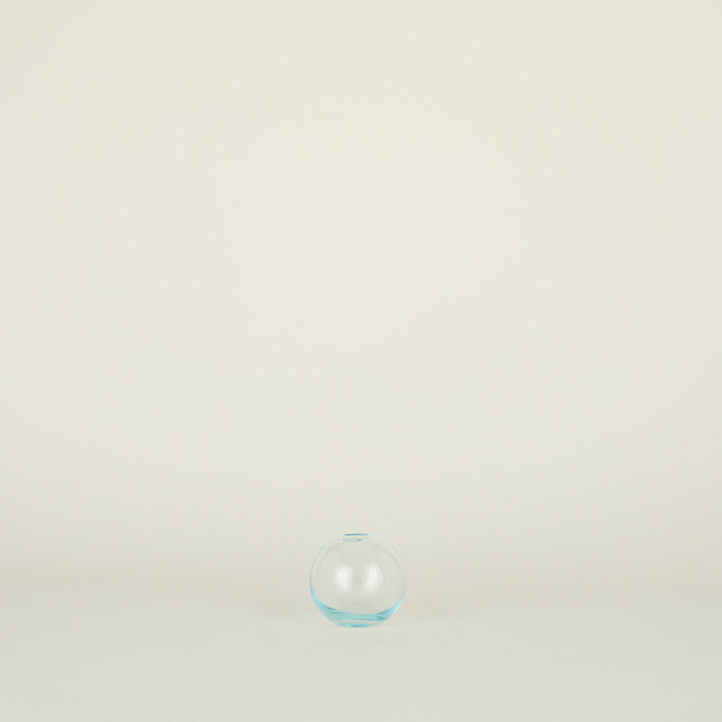 Small Sky Blue Hand-Blown Glass Sphere Vase