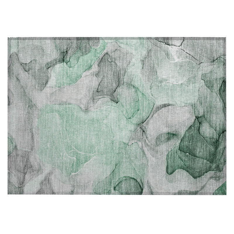 Tapis extérieur lavable et antidérapant abstrait 2 pi x 3 pi vert