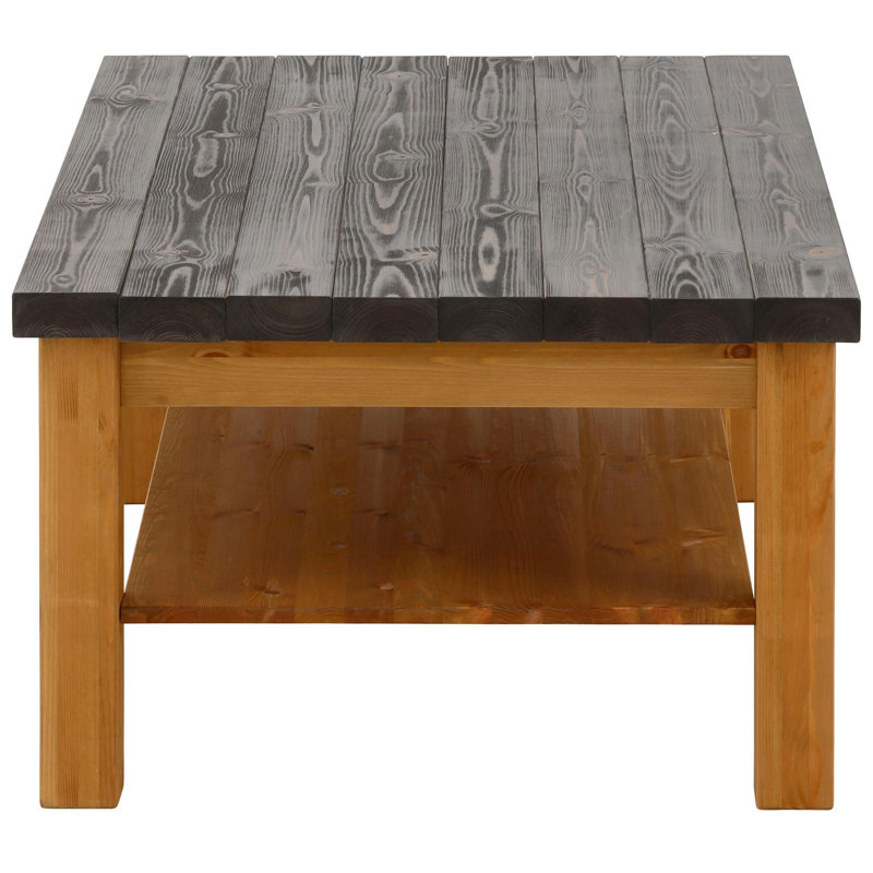 Solid Wood Four Leg Coffee Table, Grey, 45cm H x 74cm W x 74.4cm D, Natural