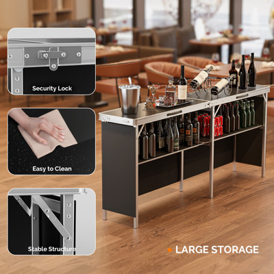Table de bar rectangulaire pliante en aluminium pour patio