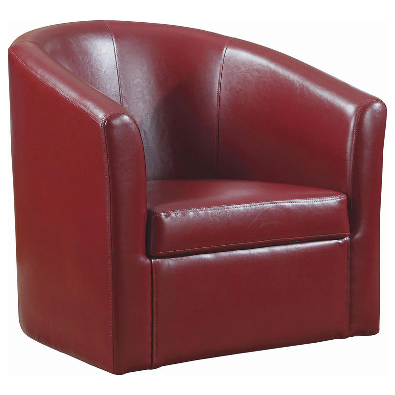 Fauteuil demi-tonneau pivotant de 29,5 po Melvyn, Similicuir rouge