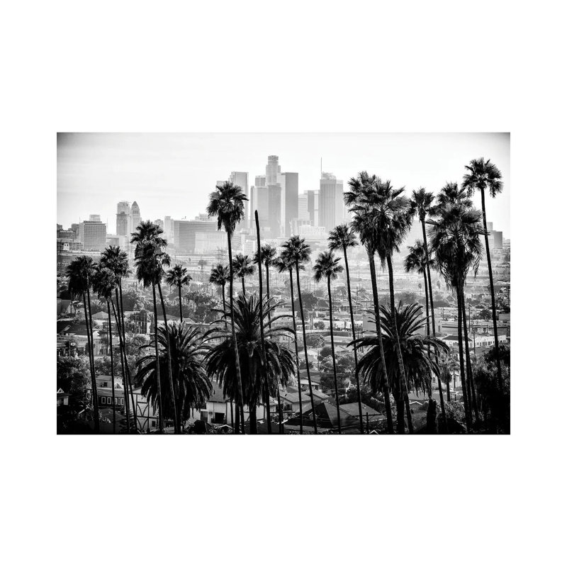 Black California Series - Los Angeles Skyline - Wrapped Canvas Print, 101.6 cm H x 66.04 cm W x 1.91 cm D